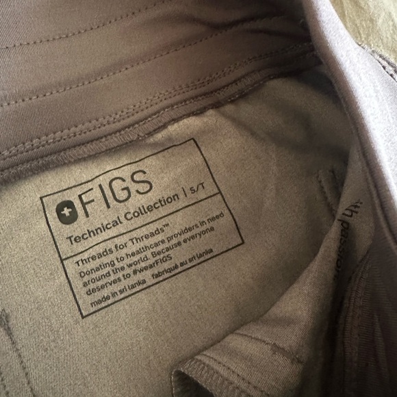 Figs Small/Tall High Waisted Gray Scrub Pants with Teal Drawstring - Picture 3 of 4